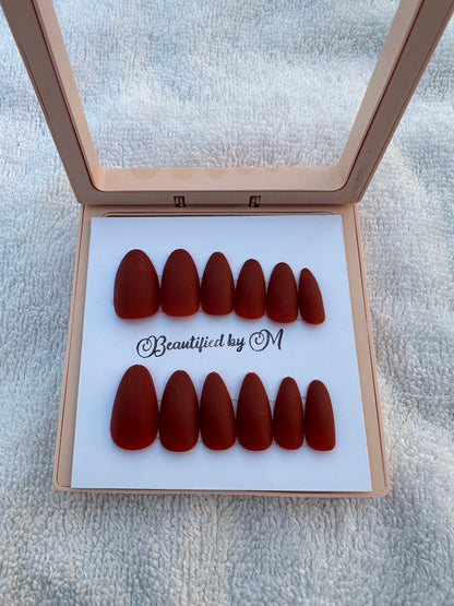 NM02: Matt Almond Shaped Press on Nails