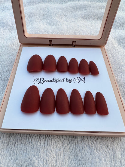 NM02: Matt Almond Shaped Press on Nails